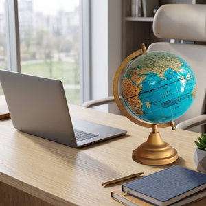 Globo Terráqueo Moderno para Escritorio Ejecutivo con Mapa del Mundo Detallado |   Globo Terráqueo Educativo de Hierro y Plástico para Oficina, Hogar y Escuela - Product Image 4