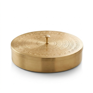 Handmade Hexagon Brass Masala <b>Box</b> Engraved Peacock Design Traditional Indian Spice Storage <b>Container</b> for Kitchen Decor Gift - Product Image 1