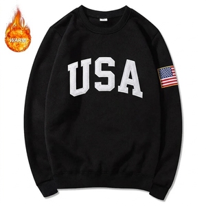 เสื้อสเวตเชิ้ตแขนยาวปักลายตัวอักษร USA ด้านหน้าสำหรับผู้ชาย สวมใส่สบายๆ สไตล์ลำลอง เหมาะสำหรับฤดูหนาว - Product Image 1