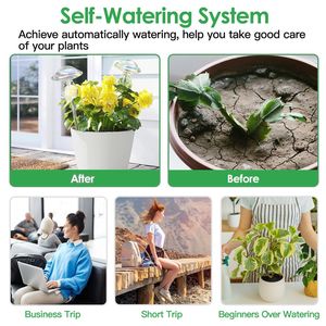 Set di 4 Vasi Autoirriganti in Vetro Iridescente Sfumato, Stile Fungo, per Piante e Fiori - Product Image 3