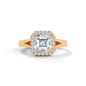Women's 14K Solid Gold Lab Grown Diamond Halo <b>Ring</b> Emerald Cut Engagement Wedding Jewelry - Product Image 1