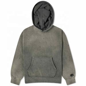 Vente en gros de sweat à capuche pour homme lourd oversize streetwear pull vintage lavé à l'acide sweat à capuche court en détresse pour hommes - Product Image 1