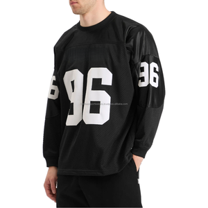 Camiseta de hockey sobre hielo personalizada, negra y roja, con cuello en V, manga larga, nombre y número personalizados, uniforme de equipo unisex, transpirable, ecológico, 100% - Product Image 1