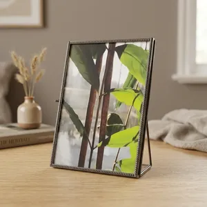ARTISAN DESIGN PF145 Rectangular <b>Photo</b> <b>Frame</b> Tabletop Display Brass Glass Vertical Orientation <b>Black</b> Finish Home Decor Uttar - Product Image 1