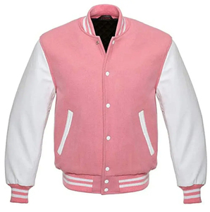 Custom High Street Unisex Basic Wool Baseball <b>Jacket</b> Letterman Stand Collar Outwear with Geometric Patchwork Design - Product Image 4