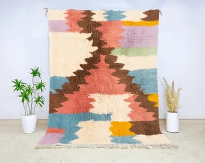 Alfombra Beni Ourain Marroquí Moderna y Auténtica, Lavable, Alfombra Azilal Bereber, Hecha a Mano en Delhi, 100% Lana, Geométrica, Venta al Por Mayor - Product Image 5