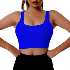 Women's Solid Color Sports <b>Bra</b> Ribbed Crop Top High Support Fitness - Product Image 5