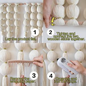 <b>Wall</b> <b>Hanging</b> <b>Boho</b> <b>Wall</b> Decor Ball Tassels Handmade <b>Boho</b> Woven <b>Wall</b> Decor for Living Room Bedroom Background 27" W x 39" L - Product Image 2