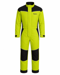 Lime Yellow Black Ripstop Hi Visibility <b>Waterproof</b> Anti-Bacterial Work Coverall Heavy Duty Industrial Reinforced Knee Panels - Product Image 1