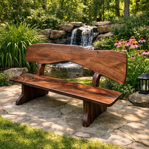 Luxali Modern Eco-Friendly Durable Handcrafted Solid Walnut Outdoor <b>Bench</b> for Home & Garden - Product Image 3
