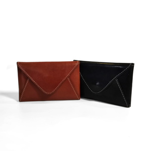 Porte-cartes unisexe en cuir véritable tanné végétal Castello de haute qualité, forme enveloppe fine, spacieux, pratique, avec fermoirs vintage - Product Image 3