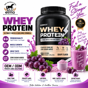 Concentré de protéines de lactosérum Elma Food 1KG Sans sucre ajouté 50 portions Formule de croissance musculaire BCAA Sans OGM Poudre de protéines - Product Image 1