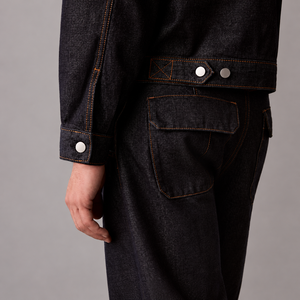 Veste en jean noir ciré sur mesure ou en gros avec tissu haute résistance - Product Image 3