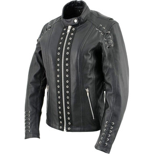 Chaqueta de Motociclista Clásica de Cuero y Textil para Mujer SAMROZ SPORTS - Uso Durante Todo el Año - Product Image 2