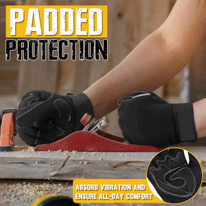 Guantes de Trabajo Profesionales Resistentes, Palma de Cuero Sintético Acolchada, Protección para los Nudillos, Guantes de Protección para Mecánicos, Seguridad Industrial - Product Image 5