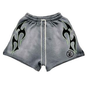 Heavyweight Vintage Washed Sweat <b>Shorts</b> Acid Wash Custom <b>Fleece</b> <b>Shorts</b> Custom Logo Printed Unisex Fashion <b>Shorts</b> - Product Image 2