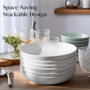 Juego de 7 Tazones de Porcelana para Pasta de 8.3 Pulgadas y 30 Onzas, Diseño Ancho y Poco Profundo para Pasta, Ensalada y Cereal - Juego de Cerámica - Product Image 2