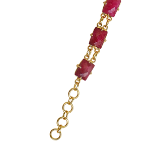 Sustainable Recycled Brass <b>Bracelet</b> Gold Plated Red Gemstone Jewelry - Product Image 4