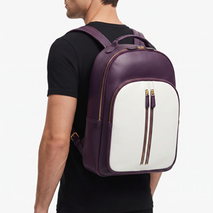 Men's Leather <b>Backpack</b> with Front Zip Pocket Men Leather Laptop <b>Backpack</b> for Office Work Custom Logo Leather Laptop <b>Backpack</b> - Product Image 1