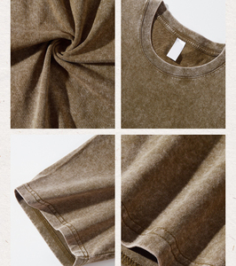 T-shirt vierge en coton tricoté 100% de 220 grammes, manches courtes, respirant, pour usage quotidien, coupe décontractée, effet délavé - Product Image 3