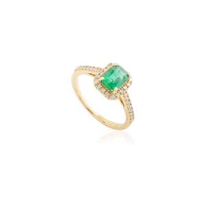 18K Yellow Gold Emerald and Sapphire Statement Wedding Band Ring - Product Image 5