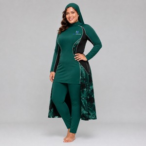 Ensemble Burkini Modeste Professionnel 4 Pièces pour Femme Musulmane, Maillot de Bain Personnalisable avec Logo, Jupe et Bas à Design Frontal, Couleurs Personnalisables en Profondeur - Product Image 3