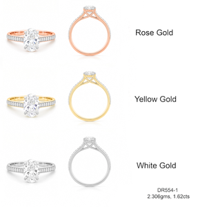 Anillo de Compromiso de Lujo para Mujer con Diamante Blanco Cultivado en Laboratorio Chapado en Oro, Certificado IGI, Clásico con Pavé - Product Image 4