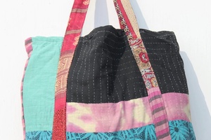 Livraison Express Indian Kantha Handmade Tote Vintage Kantha Jhola Bags - Product Image 3