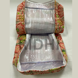 Bolsa de Viaje Acolchada de Algodón Ecológico Peach Meadow, Grande, Reutilizable, con Cierre de Cremallera, para Mercado, Compras, Cosméticos - Product Image 6