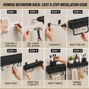 Premium 3-in-1 Bathroom Wall Organizer with Towel Holder and Toiletry <b>Storage</b> Rack - Product Image 4
