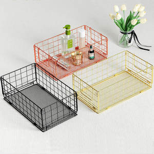 Decor Impex High Quality Double Mesh Metal Eco-Friendly Modern Rectangle Iron Wire Kitchen Food Storage <b>Basket</b> <b>Handle</b> - Product Image 1