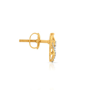 Boucles d'oreilles clous en forme de feuille de diamant doré en forme de goutte d'eau - Product Image 3