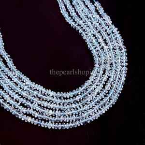 Perles d'aigue-marine naturelle en forme de bouton, 4-5 mm, lisses, entretoises, 12,5 pouces, pour la fabrication de bijoux, prix de gros - Product Image 2