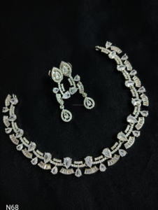 Ensemble de bijoux de mariée en diamant américain classique Collier et boucles d'oreilles en deux pièces pour mariage Style classique à la mode - Product Image 6