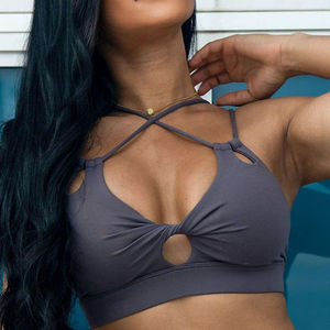 Sujetador Deportivo de Alta Calidad para Mujer, Transpirable, Simple y Moderno, de Spandex/Poliéster, con Gran Soporte, Espalda Cruzada, Diseño a Cuadros, Impermeable, con Encaje, para Yoga - Product Image 5