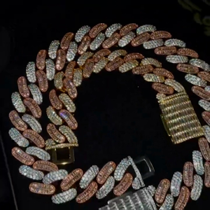 Customized 20mm <b>Cuban</b> <b>Link</b> Moissanite <b>Chain</b> 925 Sterling <b>Silver</b> Rose Gold Finish High Quality Iced Jewelz D VVS Necklace - Product Image 3