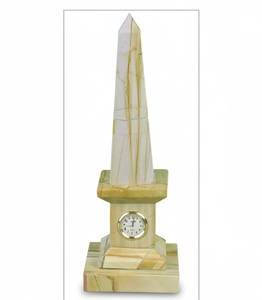 Reloj de Escritorio de Lujo con Obelisco de Jaspe - Reloj de Torre de Piedra Natural Hecho a Mano para Decoración Elegante de Oficina y Regalo Ejecutivo - Product Image 1