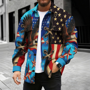 Chaqueta de Hombre con Estampado de la Bandera del Día de la Independencia para Primavera y Otoño, Chaqueta Moderna y Versátil con Patrón de la Bandera de EE. UU., Cortavientos - Product Image 3
