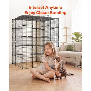 Grande cage pour chat à 5 niveaux, enclos de jeu 55"x41"x69", enclos intérieur DIY, chenil en fil métallique détachable avec 5 portes - Product Image 5