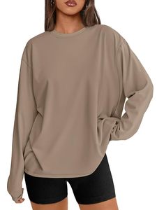 Womens Oversized <b>Long</b> <b>Sleeve</b> Shirts Spring <b>Tops</b> 2026 Breathable Polyester Knitted O-Neck Loose Fit Casual Workout <b>Y2K</b> Clothes - Product Image 1