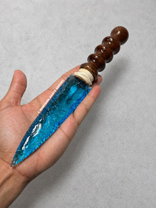 MUNTAHA AGATE Athame en obsidienne aqua polie de 10 pouces, fabriqué à la main, avec manche, pour les rituels païens et la décoration intérieure - Product Image 5