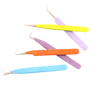 Pince à épiler professionnelle en acier inoxydable, pointe diamantée, poignée anti-poussière, couleur turquoise, 90 degrés, pour volume classique, prix de gros, beauté - Product Image 2