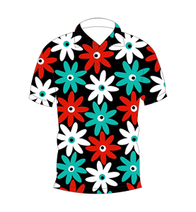 เสื้อโปโลผู้ชายสีดำพิมพ์ลายดอกไม้หลากสีแขนสั้นลำลองแฟชั่นฤดูร้อน - Product Image 1