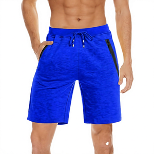 Pantalones cortos tipo bermuda de punto de color liso para hombre con cordón en la cintura y bolsillos, ropa informal - Product Image 3