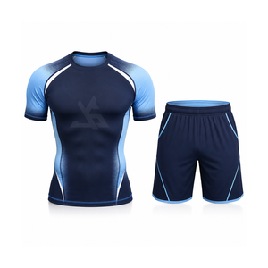 Ensemble t-shirt et short de sport pour homme, vêtements de sport pour la course à pied, la gym, l'entraînement, séchage rapide, léger, tenue de sport active - Product Image 1