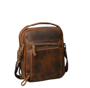 กระเป๋าสะพายข้างแบบตะวันตกทำด้วยมือคุณภาพสูงหนังแท้พร้อมซิปปิดกระเป๋าถือวินเทจขายส่ง - Product Image 5