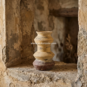 Jarrón de Terracota Rústico Art Deco, Macetero de Cerámica Escalonado, Florero de Mesa, Decoración Asia Indonesia - Product Image 3