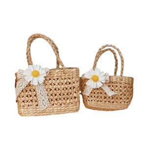 Bolso Tote Ecológico de Seagrass Tejido a Mano para Mujer, Bolso de Mimbre Natural con Asas de Cuero para Compras Diarias y Viajes - Product Image 1