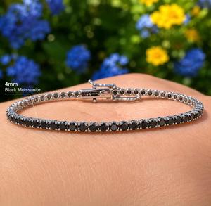BU <b>GEMS</b> 925 Silver Tennis <b>Bracelet</b> Black Moissanite Cut Bezel Setting Toggle Closure Women's Classic Gift Third Party Certified - Product Image 3