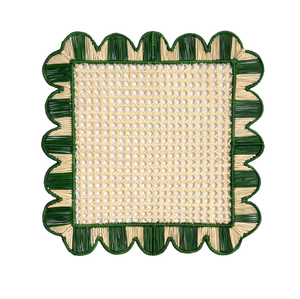 Sous-plat en rotin tressé de forme irrégulière avec bordure rose - Product Image 5
